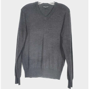 Express Merino Wool Sweater Mens Small Gray Casual Preppy Academia Grampacore